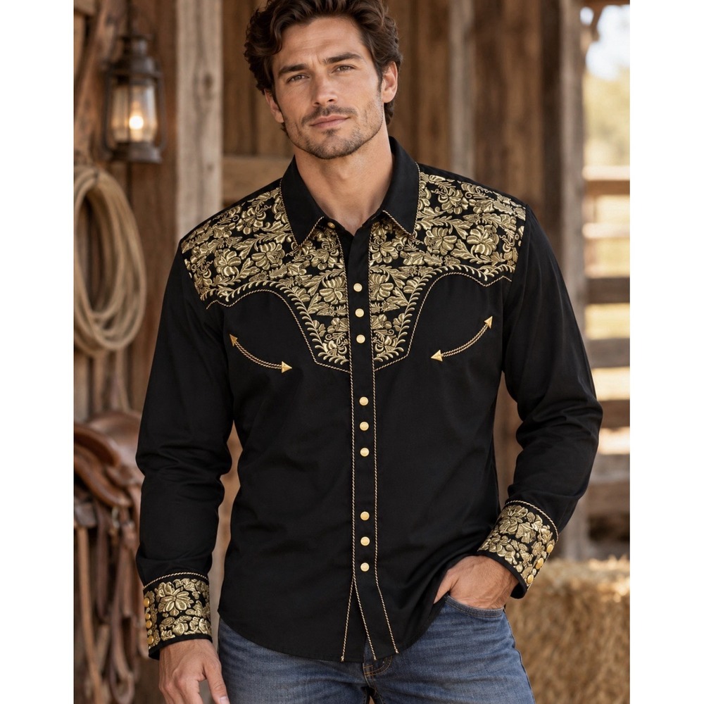Scully Men's Long Sleeve Western 3XL NWOT Pearl snap Buttons Beautiful.